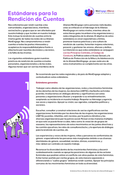 Alianza Men Engage Esta undares para la Rendicio un de Cuentas Accountability Standards Espan aol