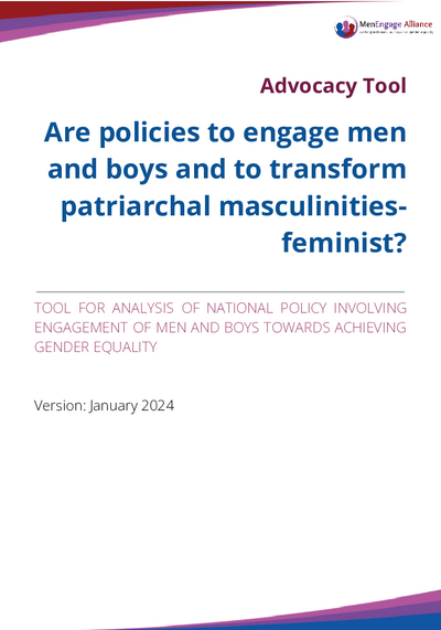 Policy Tool Are policies to engage men and boys and transform patriarchal masculinities feminist January 2024 pdf