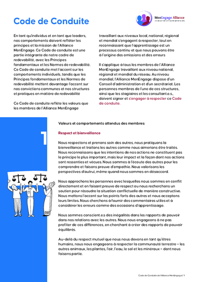 Alliance Men Engage Code de Conduite Code of Conduct Francais