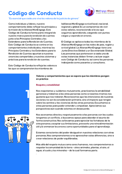 Alianza Men Engage Co udigo de Conducta Code of Conduct Espan aol