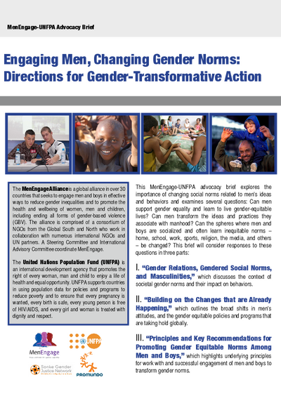 Advocacy Brief Engaging Men Changing Gender Norms Men Engage Alliance and UNFPA
