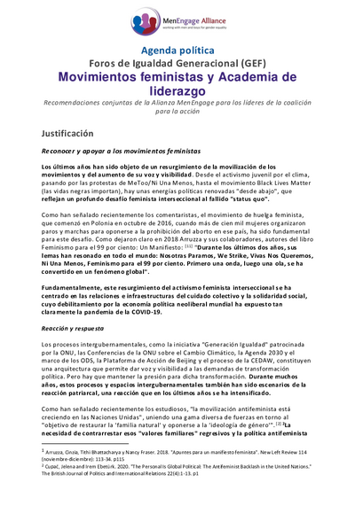 Movimientos feministas y Academia de liderazgo pdf
