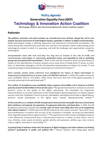 Technology and innovation for gender equality pdf