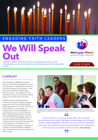 We Will Speak Out Case Study Men Engage Alliance