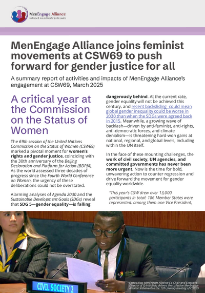 Men Engage Alliance CSW69 Report