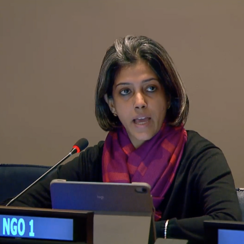 Pritha Chatterjee breakthrough delivering Oral Statement on behalf of Men Engage Alliance CSW70